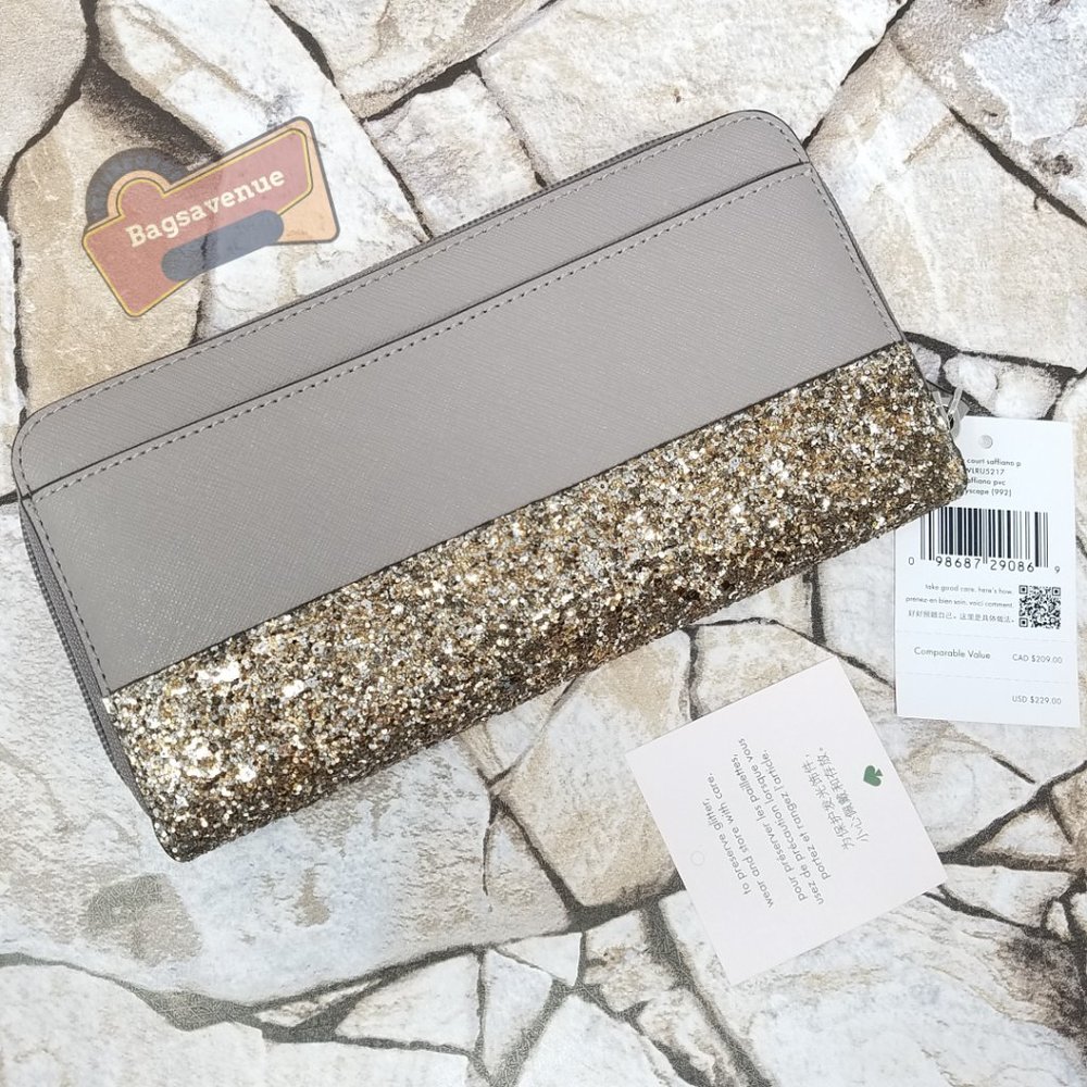 #bagsavenue pvc saffiano greta court neda Grey wallet cityscape Kate Spade - Picture 5 of 10